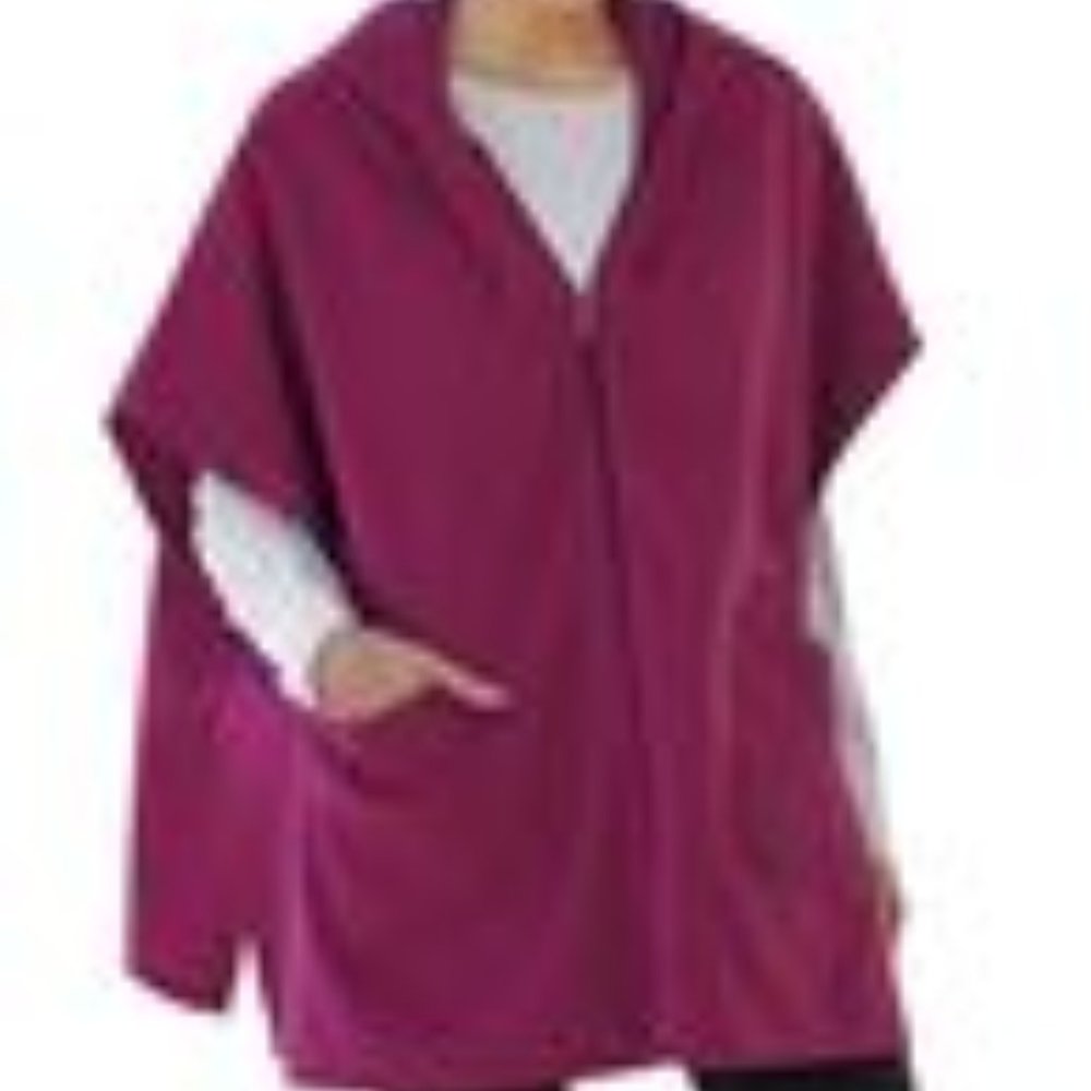 Burgundy Wine Hooded Poncho/Cape w/Zipper